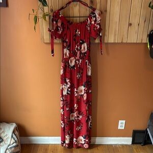 Band of Gypsies Red and Blue Floral Maxi Dress